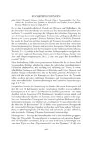 Dokument Julia Gold, Christoph Schanze, Stefan Tebruck (Hgg.): Tyrannenbilder. Zur Polyvalenz des Erzählens von Tyrannis in Mittelalter und Früher Neuzeit