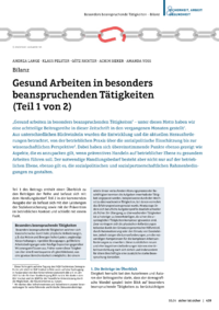Dokument Gesund Arbeiten in besonders beanspruchenden Tätigkeiten (Teil 1 von 2)