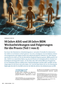 Dokument 50 Jahre ASiG und 20 Jahre BEM: Wechselwirkungen und Folgerungen für die Praxis (Teil 1 von 2)