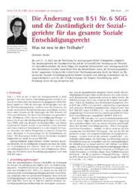 Dokument Die Änderung von § 51 Nr. 6 SGG und die Zuständigkeit der Sozialgerichte für das gesamte Soziale Entschädigungsrecht