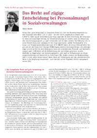 Dokument Das Recht auf zügige Entscheidung bei Personalmangel in Sozialverwaltungen
