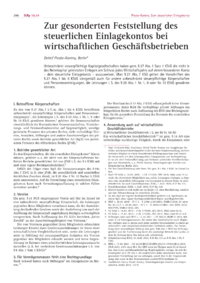 Dokument Zur gesonderten Feststellung des steuerlichen Einlagekontos bei wirtschaftlichen Geschäftsbetrieben