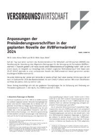 Dokument Anpassungen der Preisänderungsvorschriften in der geplanten Novelle der AVBFernwärmeV 2024