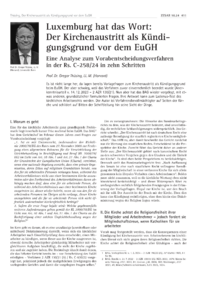 Dokument Luxemburg hat das Wort: Der Kirchenaustritt als Kündigungsgrund vor dem EuGH