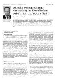 Dokument Aktuelle Rechtsprechungsentwicklung im Europäischen Arbeitsrecht 2023/2024 (Teil I)