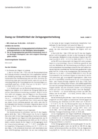 Dokument Zwang zur Einheitlichkeit der Zerlegungsentscheidung