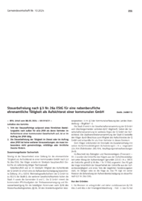 Dokument Steuerbefreiung nach § 3 Nr. 26a EStG für eine nebenberufliche ehrenamtliche Tätigkeit als Aufsichtsrat einer kommunalen GmbH