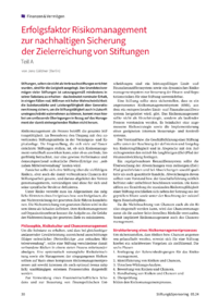 Dokument Erfolgsfaktor Risikomanagement zur nachhaltigen Sicherung der Zielerreichung von Stiftungen