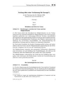 Dokument Vertrag über eine Verfassung für Europa