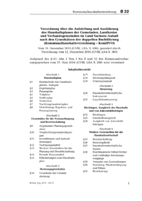 Dokument Verordnung über die Aufstellung und Ausführung des Haushaltsplanes der Gemeinden, Landkreise und Verbandsgemeinden im Land Sachsen-Anhalt nach den Grundsätzen der doppelten Buchführung (Kommunalhaushaltsverordnung – KomHVO)