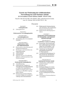 Dokument Gesetz zur Förderung der elektronischen Verwaltung im Land Sachsen-Anhalt (E-Government-Gesetz Sachsen-Anhalt – EGovG LSA)