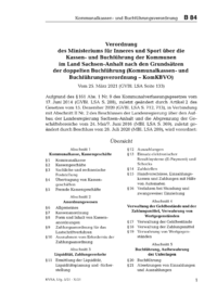 Dokument Verordnung des Ministeriums für Inneres und Sport über die Kassen- und Buchführung der Kommunen im Land Sachsen-Anhalt nach den Grundsätzen der doppelten Buchführung (Kommunalkassen- und Buchführungsverordnung – KomKBVO)