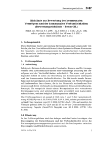 Dokument Richtlinie zur Bewertung des kommunalen Vermögens und der kommunalen Verbindlichkeiten (Bewertungsrichtlinie – BewertRL)