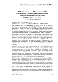 Dokument BMF-Schreiben vom 14. November 2019 Umsatzsteuer; Gesonderte Prüfung möglicher größerer Wettbewerbsverzerrungen bei § 2b Abs. 3 Nr. 2 UStG