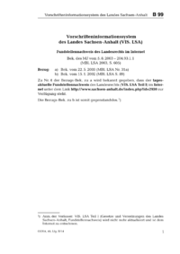 Dokument Vorschrifteninformationssystem des Landes Sachsen-Anhalt (VIS. LSA) – Fundstellennachweis des Landesrechts im Internet