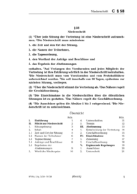 Dokument § 58 Niederschrift