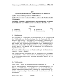 Dokument § 16 Abgrenzung der Wahlbezirke und Bestimmung der Wahllokale