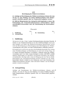 Dokument § 19 Berichtigung des Wählerverzeichnisses