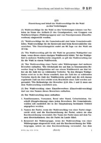 Dokument § 21 Einreichung und Inhalt der Wahlvorschläge für die Wahl zu den Vertretungen