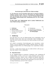 Dokument § 23 Beschränkungen hinsichtlich der Wahlvorschläge