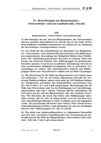 Dokument § 30 Bürgermeister-, Ortsvorsteher- und Landratswahl