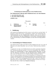 Dokument § 38 Feststellung des Wahlergebnisses in den Wahlbereichen