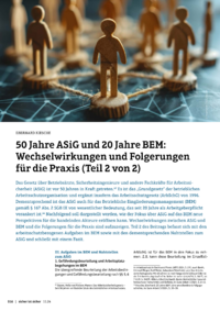 Dokument 50 Jahre ASiG und 20 Jahre BEM: Wechselwirkungen und Folgerungen für die Praxis (Teil 2 von 2)