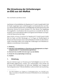 Dokument Die Umsetzung der Anforderungen an ESG aus den MaRisk 