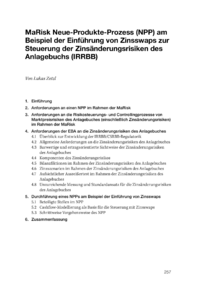 Dokument MaRisk Neue-Produkte-Prozess (NPP) am Beispiel der Einführung von Zinsswaps zur Steuerung der Zinsänderungsrisiken des Anlagebuchs (IRRBB)