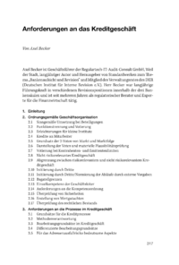 Dokument Anforderungen an das Kreditgeschäft