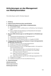 Dokument Anforderungen an das Management von Marktpreisrisiken