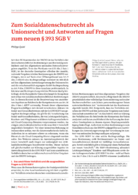 Dokument Zum Sozialdatenschutzrecht als Unionsrecht und Antworten auf Fragen zum neuen § 393 SGB V