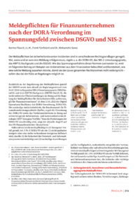 Dokument Meldepflichten für Finanzunternehmen nach der DORA-Verordnung im Spannungsfeld zwischen DSGVO und NIS-2