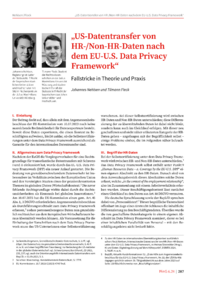 Dokument „US-Datentransfer von HR-/Non-HR-Daten nach dem EU-U.S. Data Privacy Framework“