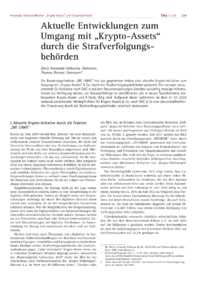 Dokument Aktuelle Entwicklungen zum Umgang mit „Krypto-Assets“ durch die Strafverfolgungsbehörden