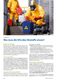 Dokument Was muss die SiFa über Biostoffe wissen?
