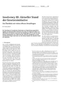 Dokument Insolvency III: Aktueller Stand der Gesetzesinitiative