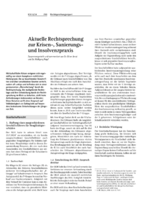 Dokument Aktuelle Rechtsprechung zur Krisen-, Sanierungs- und Insolvenzpraxis