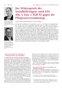 Dokument Der Widerspruch des Sozialhilfeträgers nach § 85 Abs. 5 Satz 2 SGB XI gegen die Pflegesatzvereinbarung