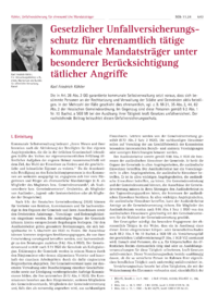 Dokument Gesetzlicher Unfallversicherungsschutz für ehrenamtlich tätige kommunale Mandatsträger unter besonderer Berücksichtigung tätlicher Angriffe