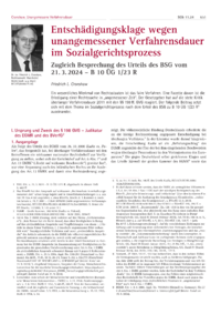 Dokument Entschädigungsklage wegen unangemessener Verfahrensdauer im Sozialgerichtsprozess