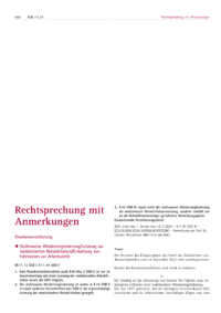 Dokument Stufenweise Wiedereingliederung/Leistung zur medizinischen Rehabilitation/Erstattung von Fahrkosten zur Arbeitsstelle
