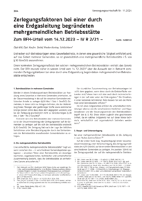 Dokument Zerlegungsfaktoren bei einer durch eine Erdgasleitung begründeten mehrgemeindlichen Betriebsstätte