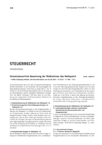 Dokument Umsatzsteuerliche Bewertung der Maßnahmen des Redispatch