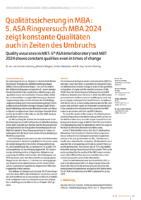 Dokument Qualitätssicherung in MBA: 5. ASA Ringversuch MBA 2024 zeigt konstante Qualitäten auch in Zeiten des Umbruchs