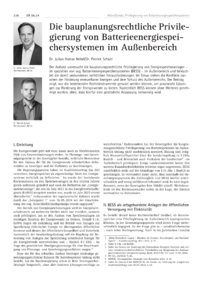 Dokument Die bauplanungsrechtliche Privilegierung von Batterieenergiespeichersystemen im Außenbereich