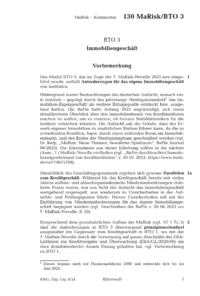 Dokument BTO 3 Immobiliengeschäft – Vorbemerkung