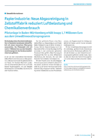 Dokument Papierindustrie: Neue Abgasreinigung in Zellstofffabrik reduziert Luftbelastung und Chemikalienverbrauch