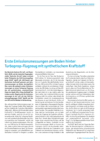 Dokument Erste Emissionsmessungen am Boden hinter Turboprop-Flugzeug mit synthetischem Kraftstoff