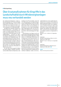 Dokument Über Ersatzmaßnahmen für Eingriffe in das Landschaftsbild durch Windenergieanlagen muss neu verhandelt werden